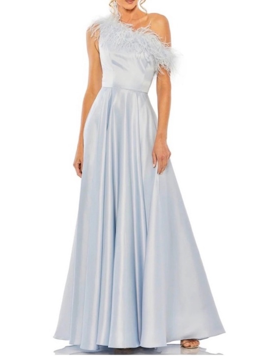 Mac Duggal Dresses & Skirts - NWT Mac Duggal Sz 4 Feather-Trim One-Shoulder Powder Blue Gown 11684